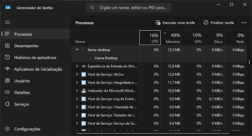 Llama Desktop Low Resource Usage