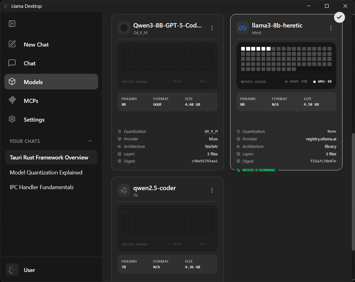 Llama Desktop Model Library Management